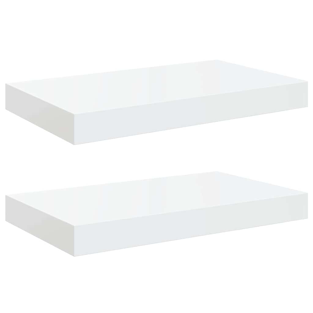 Schweberegale 2 Stk. Hochglanz-Weiß 40x23x3,8 cm MDF