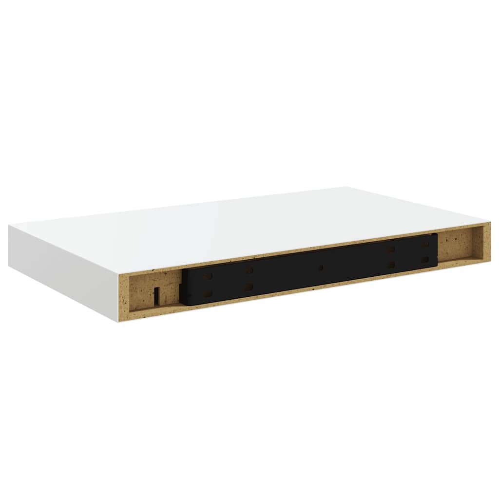 Schweberegale 2 Stk. Hochglanz-Weiß 40x23x3,8 cm MDF