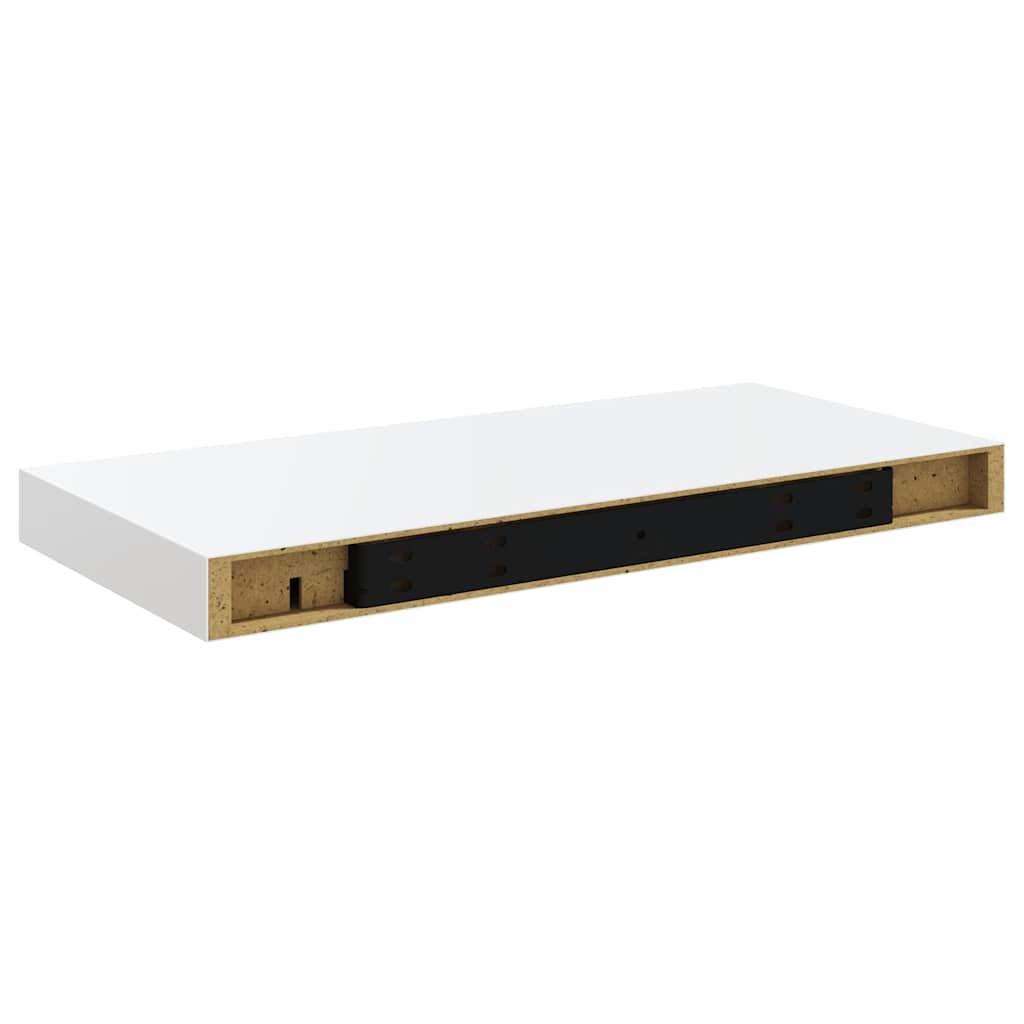 Schweberegale 2 Stk. Hochglanz-Weiß 50x23x3,8 cm MDF