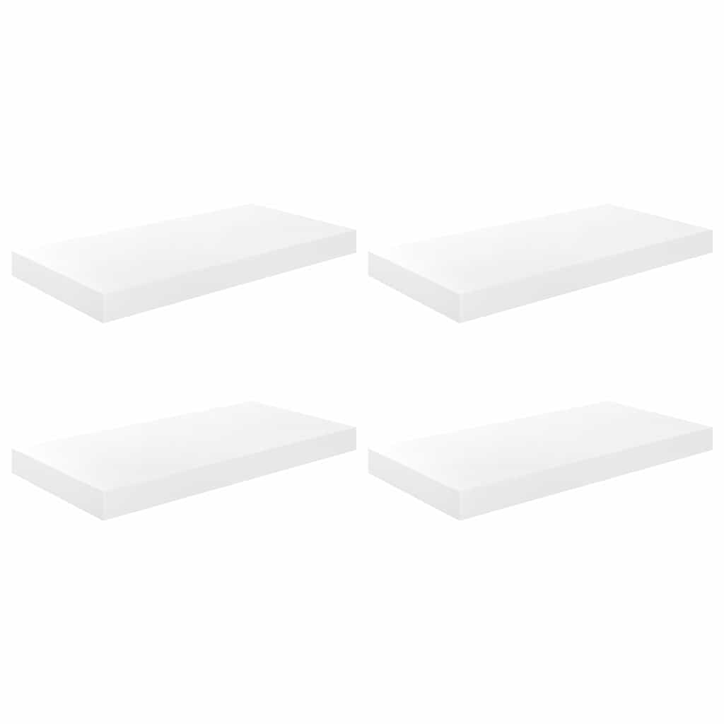 Schweberegale 4 Stk. Hochglanz-Weiß 50x23x3,8 cm MDF