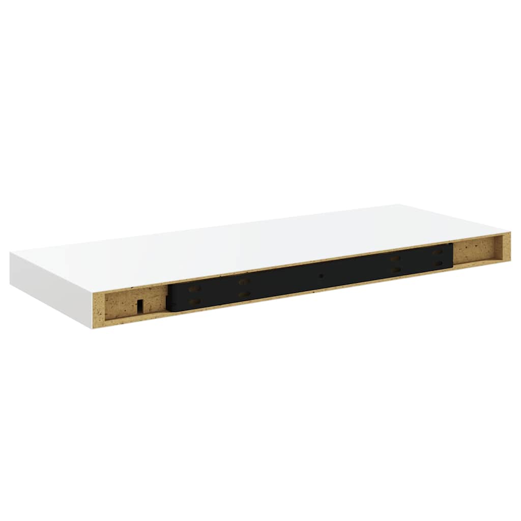 Schweberegale 2 Stk. Hochglanz-Weiß 60x23,5x3,8 cm MDF