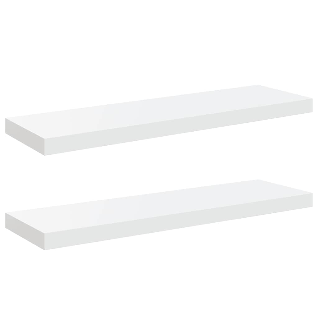 Schweberegale 2 Stk. Hochglanz-Weiß 80x23,5x3,8 cm MDF