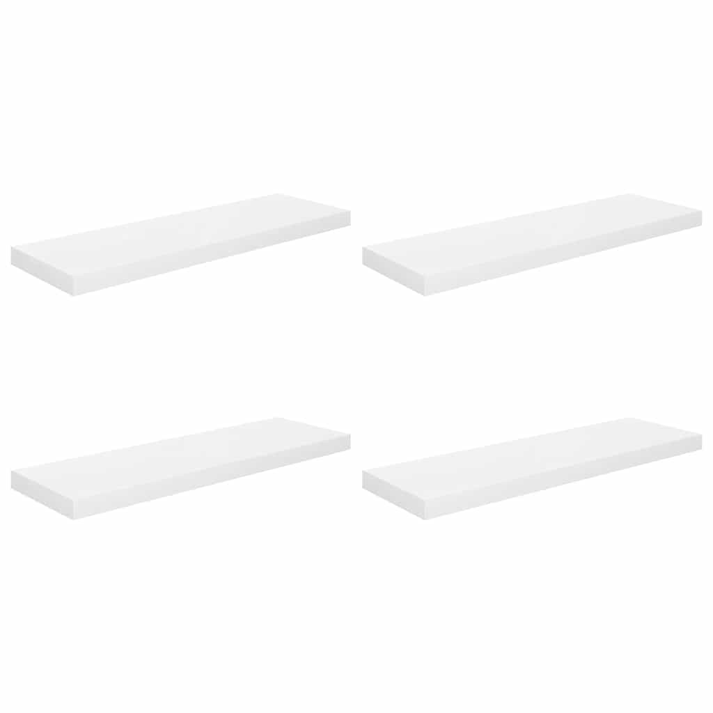 Schweberegale 4 Stk. Hochglanz-Weiß 80x23,5x3,8 cm MDF