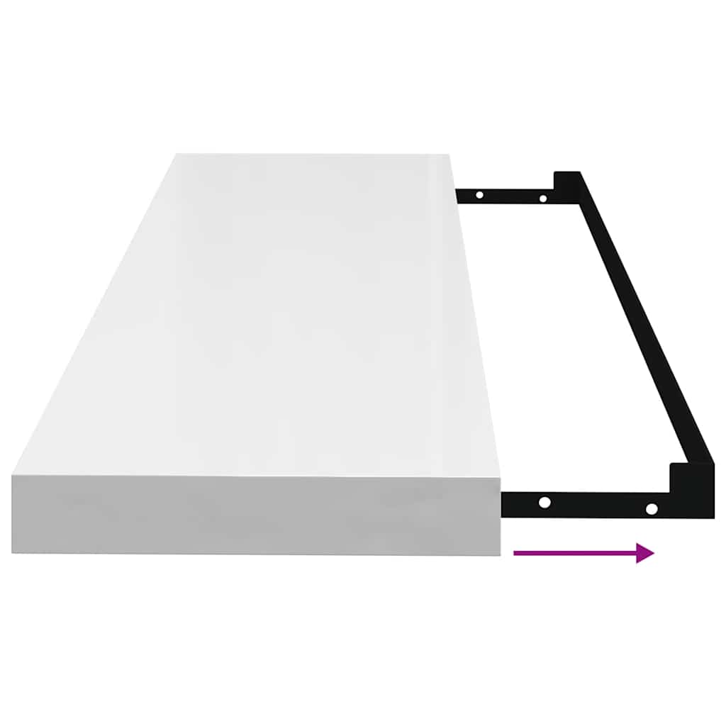 Schweberegale 4 Stk. Hochglanz-Weiß 80x23,5x3,8 cm MDF