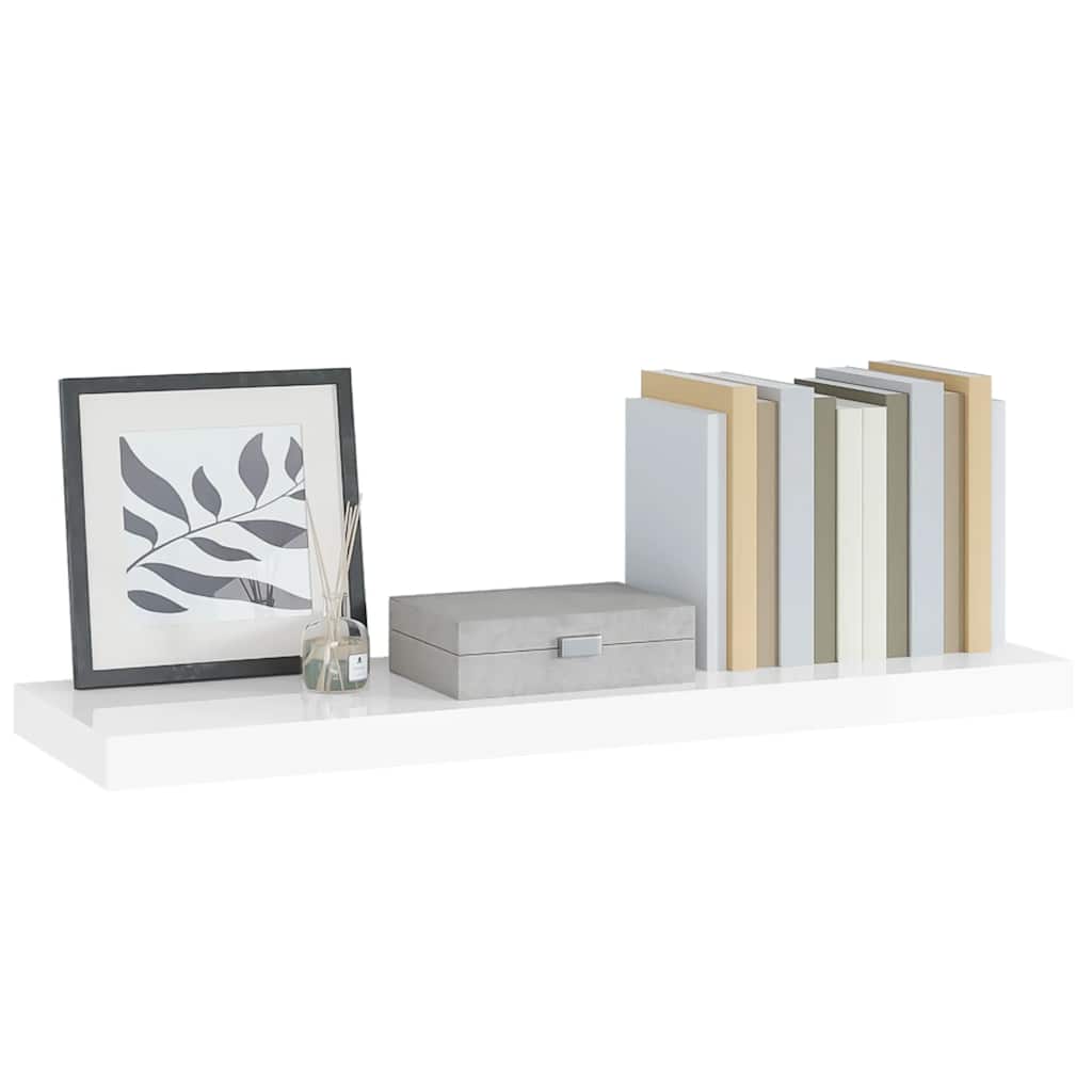 Schweberegal Hochglanz-Weiß 90x23,5x3,8 cm MDF