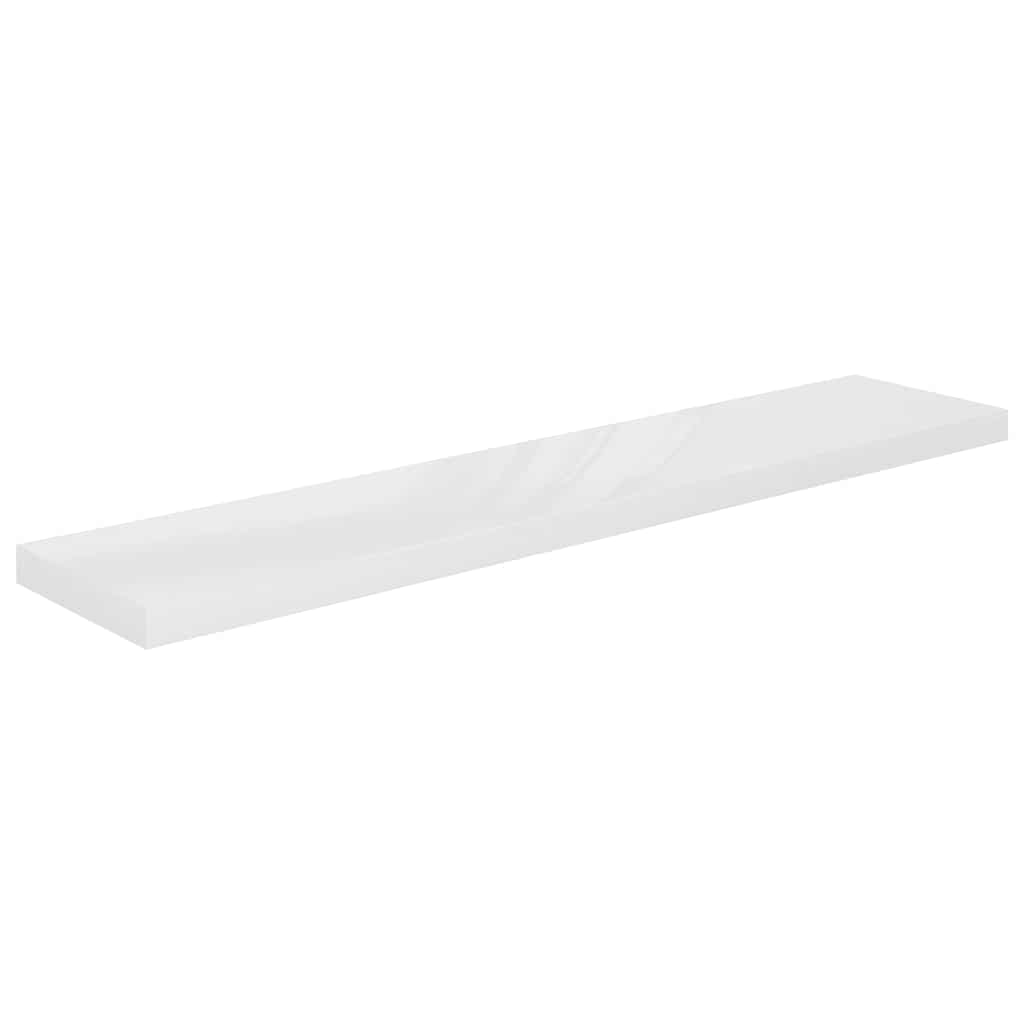 Schweberegale 2 Stk. Hochglanz-Weiß 120x23,5x3,8 cm MDF