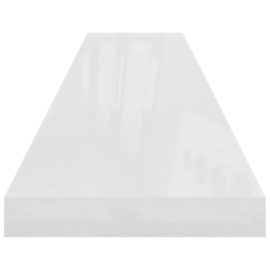 Schweberegale 2 Stk. Hochglanz-Weiß 120x23,5x3,8 cm MDF