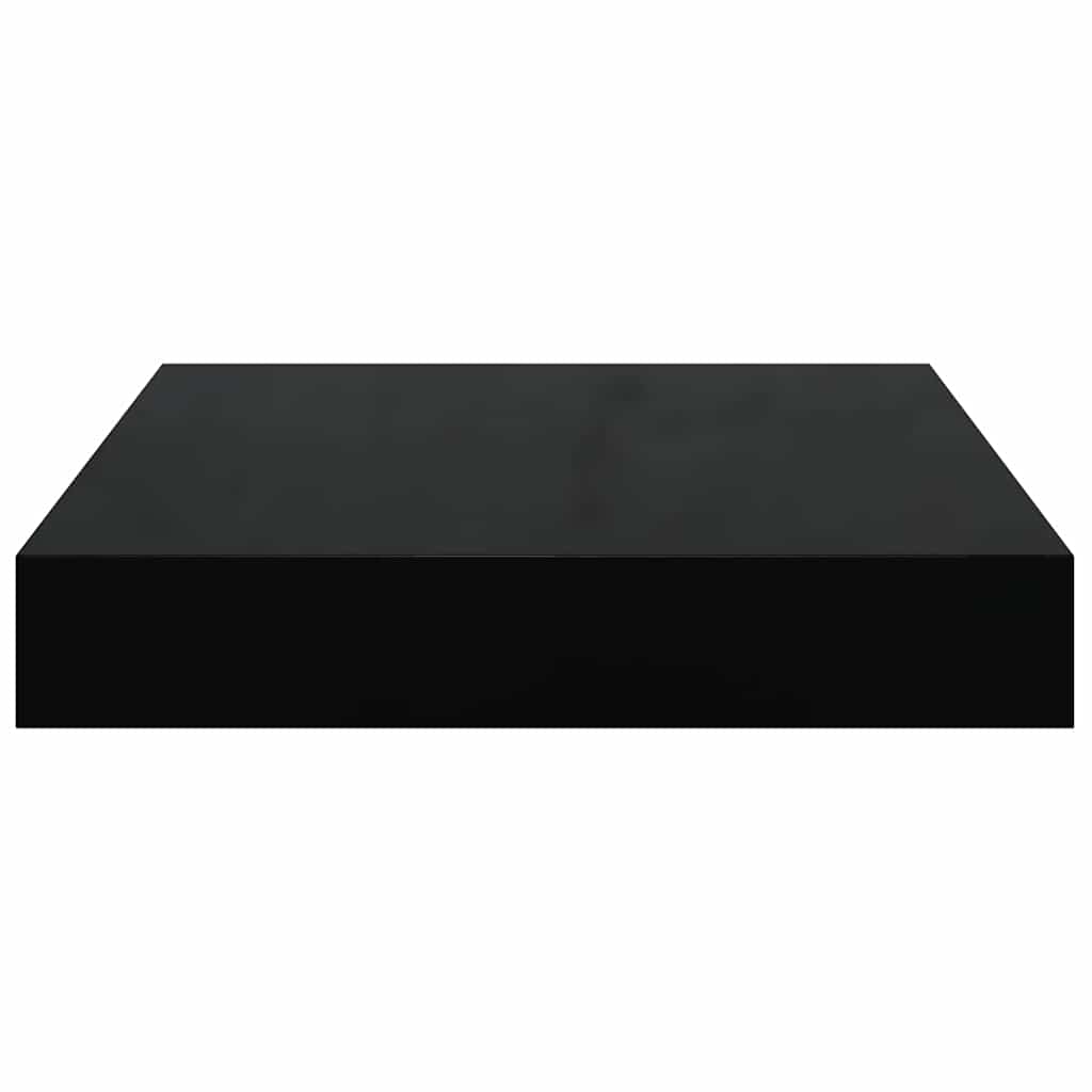 Schweberegale 2 Stk. Hochglanz-Schwarz 23x23,5x3,8 cm MDF