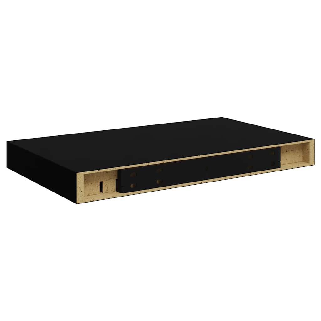 Schweberegale 4 Stk. Hochglanz-Schwarz 40x23x3,8 cm MDF