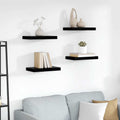 Schweberegale 4 Stk. Hochglanz-Schwarz 40x23x3,8 cm MDF