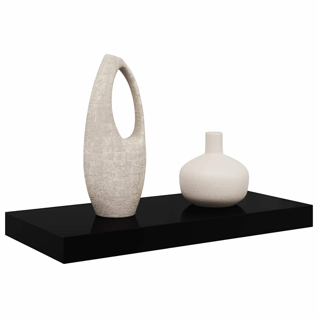 Schweberegal Hochglanz-Schwarz 50x23x3,8 cm MDF