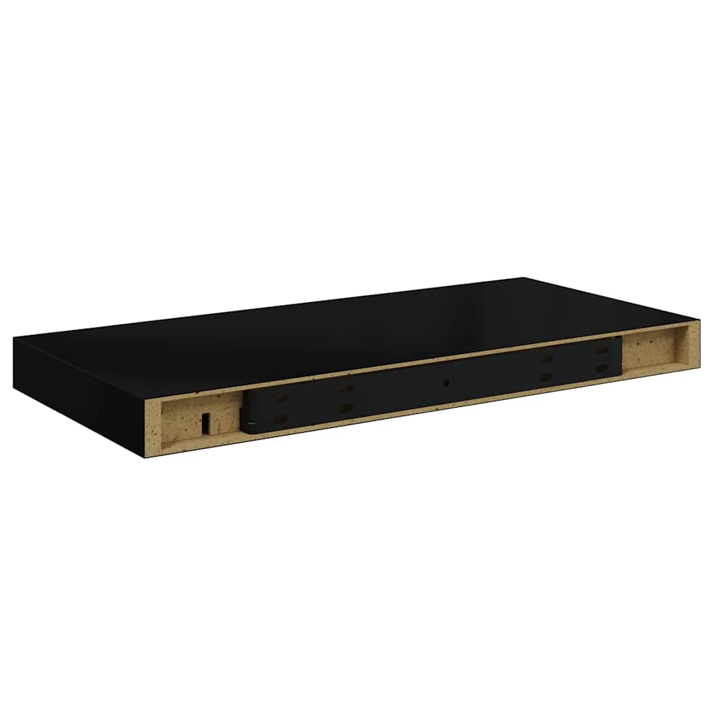 Schweberegal Hochglanz-Schwarz 50x23x3,8 cm MDF