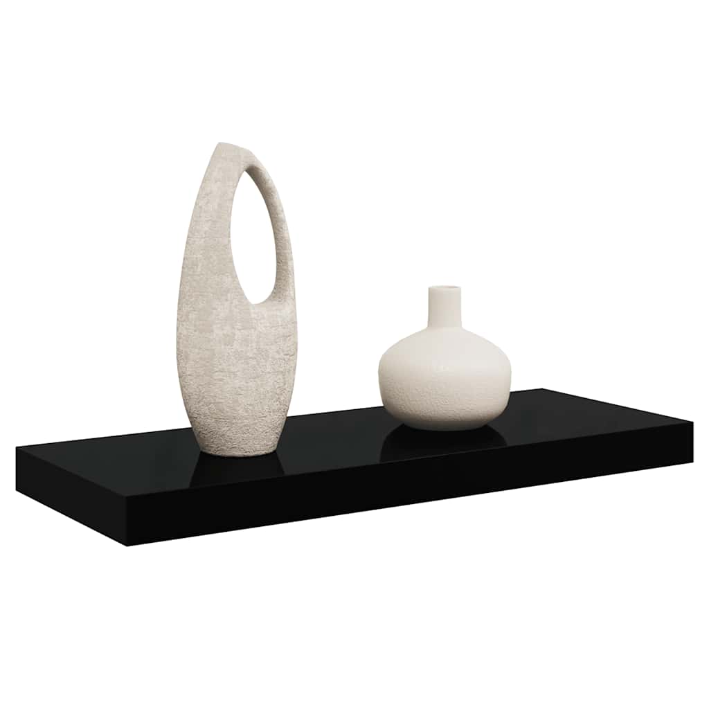 Schweberegal Hochglanz-Schwarz 60x23,5x3,8 cm MDF