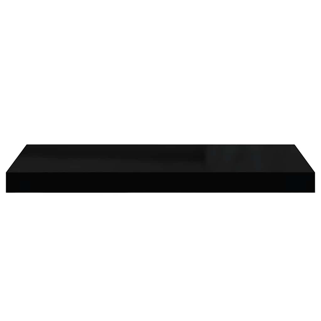 Schweberegale 2 Stk. Hochglanz-Schwarz 60x23,5x3,8 cm MDF