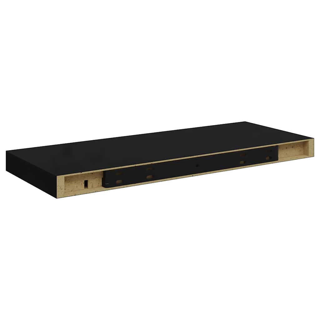 Schweberegale 4 Stk. Hochglanz-Schwarz 60x23,5x3,8 cm MDF