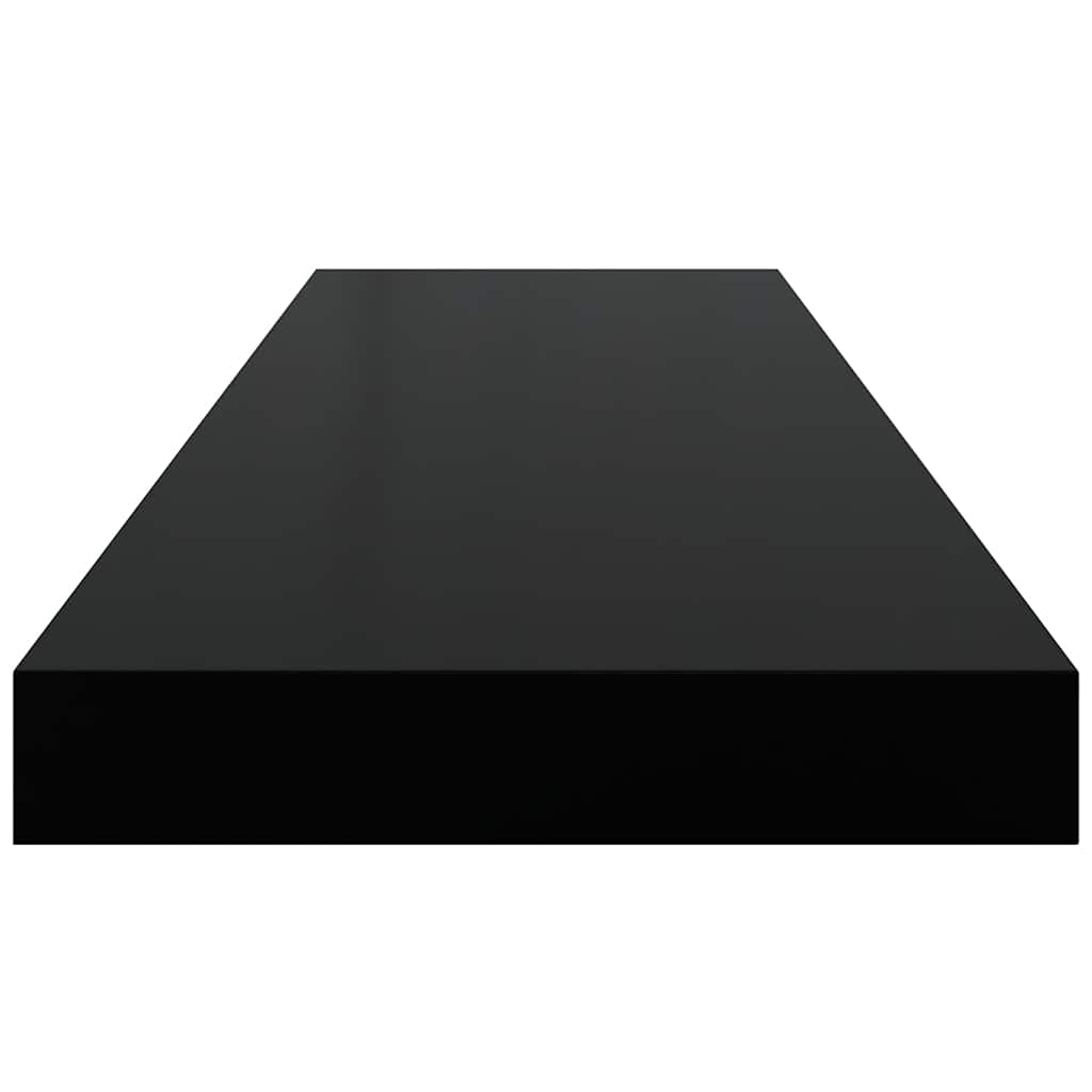 Schweberegale 2 Stk. Hochglanz-Schwarz 80x23,5x3,8 cm MDF