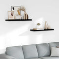 Schweberegale 2 Stk. Hochglanz-Schwarz 80x23,5x3,8 cm MDF