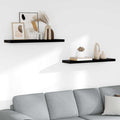 Schweberegale 2 Stk. Hochglanz-Schwarz 90x23,5x3,8 cm MDF