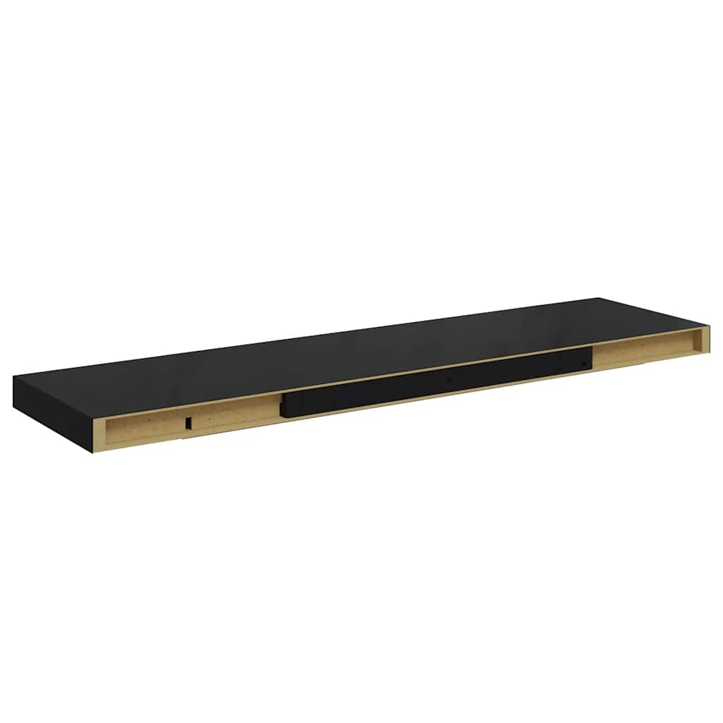 Wandregale Schwebend 4 Stk. Hochglanz-Schwarz 90x23,5x3,8cm MDF
