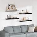 Wandregale Schwebend 4 Stk. Hochglanz-Schwarz 90x23,5x3,8cm MDF
