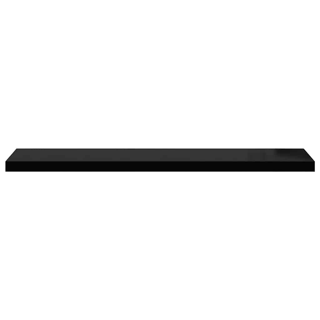 Schweberegale 2 Stk. Hochglanz-Schwarz 120x23,5x3,8 cm MDF