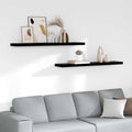 Schweberegale 2 Stk. Hochglanz-Schwarz 120x23,5x3,8 cm MDF