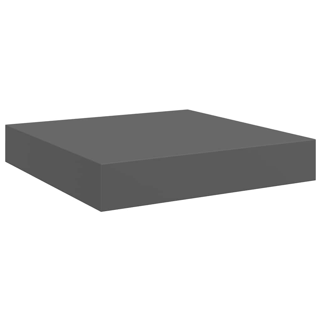 Schweberegale 2 Stk. Hochglanz-Grau 23x23,5x3,8 cm MDF