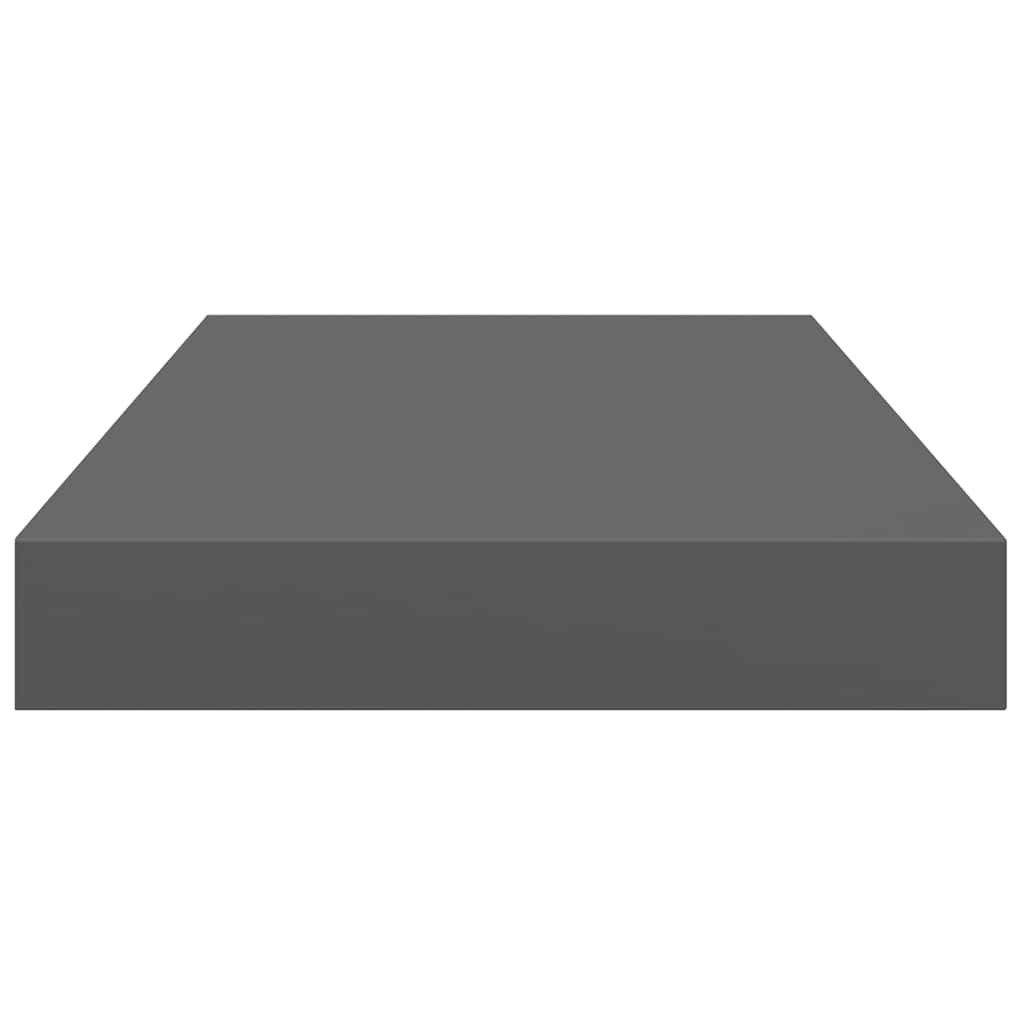 Schweberegale 2 Stk. Hochglanz-Grau 40x23x3,8 cm MDF