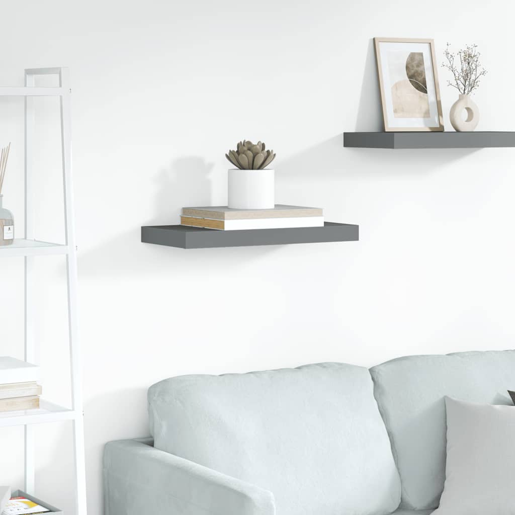 Schweberegal Hochglanz-Grau 50x23x3,8 cm MDF