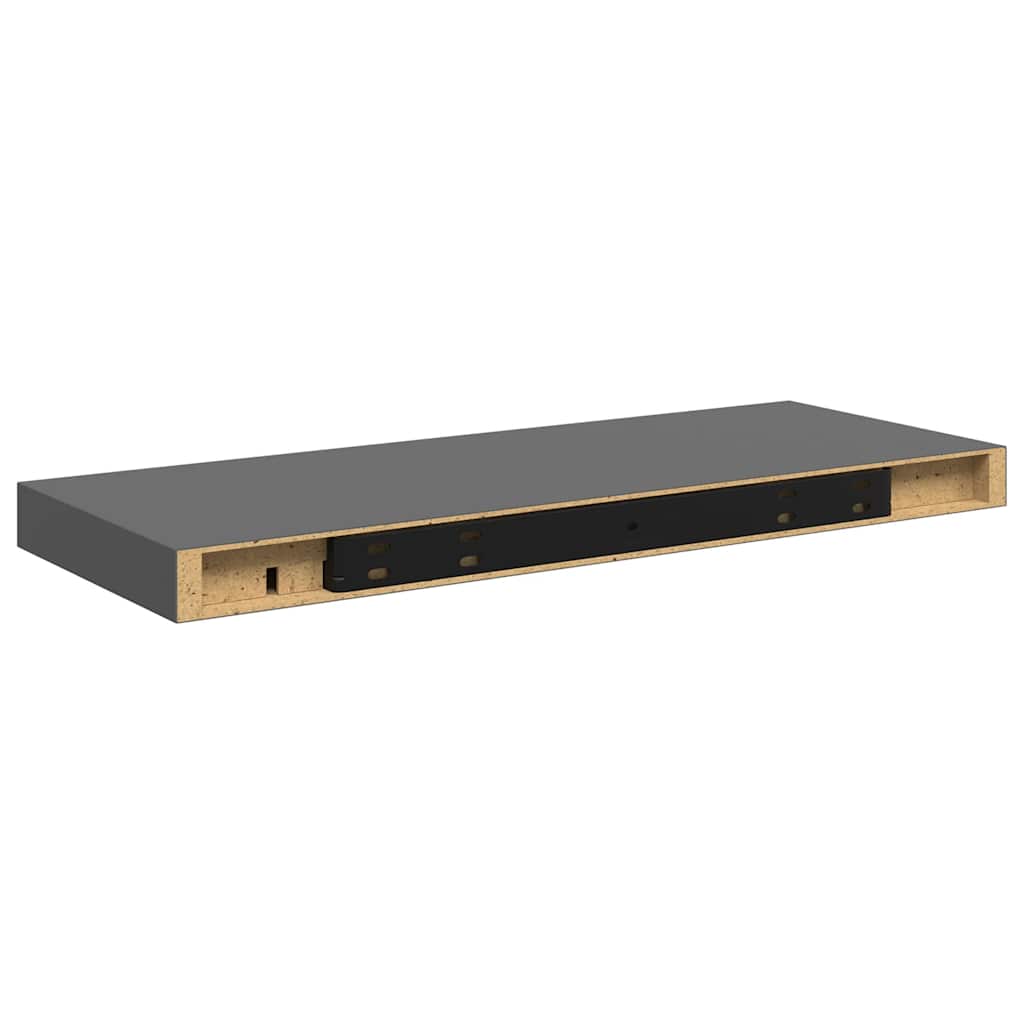 Schweberegale 4 Stk. Hochglanz-Grau 60x23,5x3,8 cm MDF