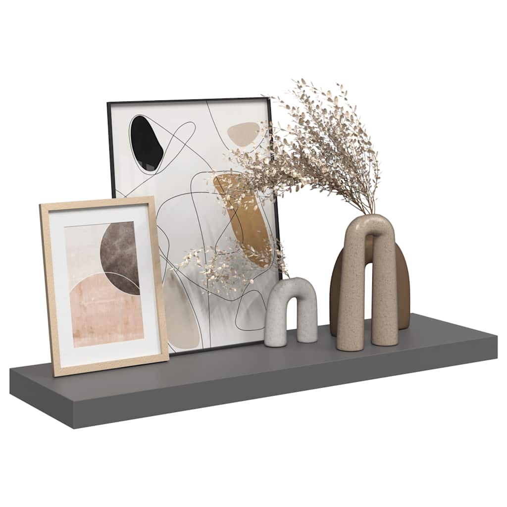 Schweberegal Hochglanz-Grau 80x23,5x3,8 cm MDF