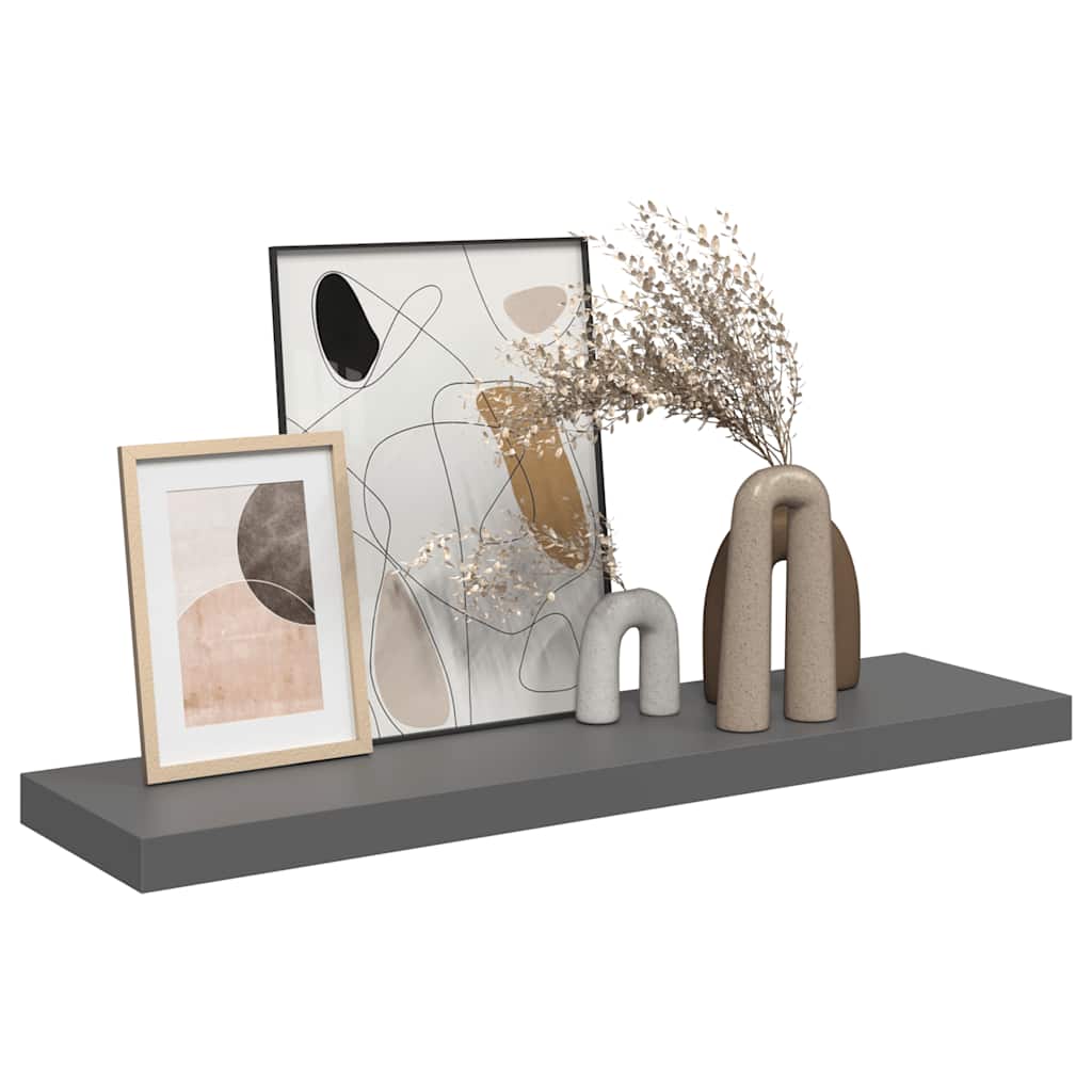 Schwebendes Wandregal Hochglanz-Grau 90x23,5x3,8 cm MDF