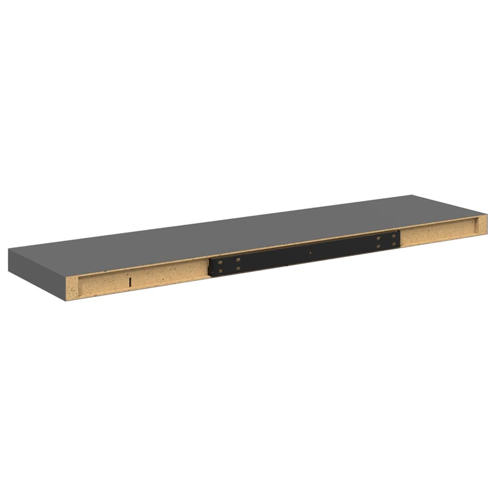 Schwebendes Wandregal Hochglanz-Grau 90x23,5x3,8 cm MDF