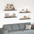 Schweberegale 4 Stk. Hochglanz-Grau 90x23,5x3,8 cm MDF