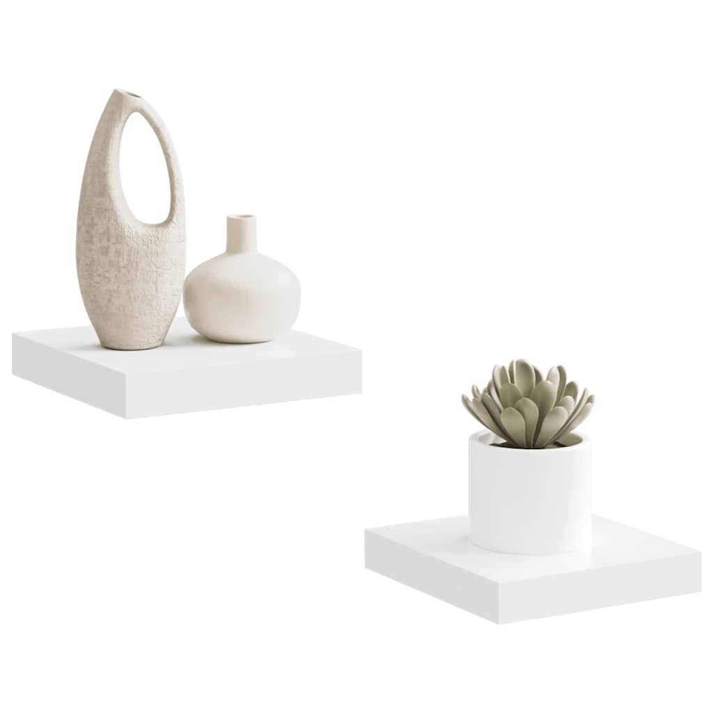 Schweberegale 2 Stk. Weiß 23x23,5x3,8 cm MDF