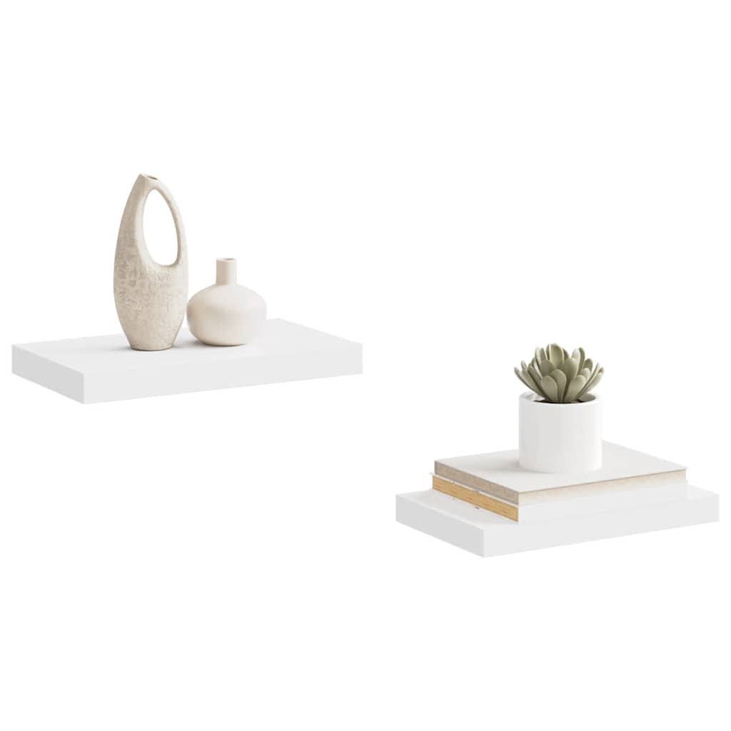 Schweberegale 2 Stk. Weiß 40x23x3,8 cm MDF
