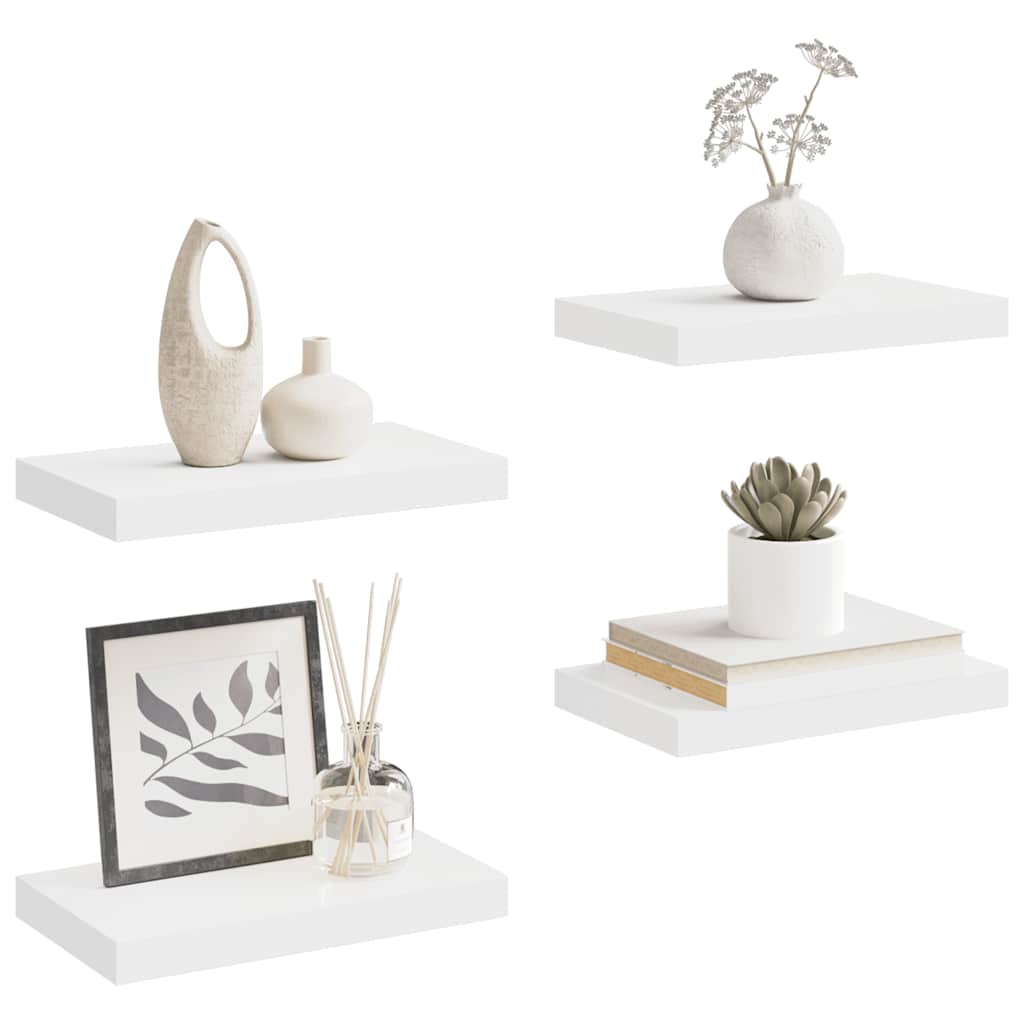 Schweberegale 4 Stk. Weiß 40x23x3,8 cm MDF