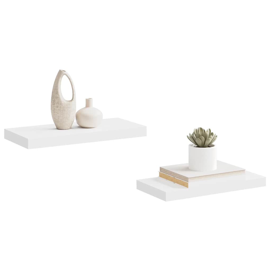 Schweberegale 2 Stk. Weiß 50x23x3,8 cm MDF