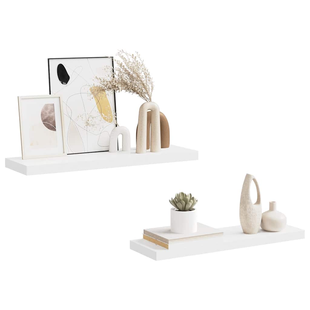 Schweberegale 2 Stk. Weiß 80x23,5x3,8 cm MDF