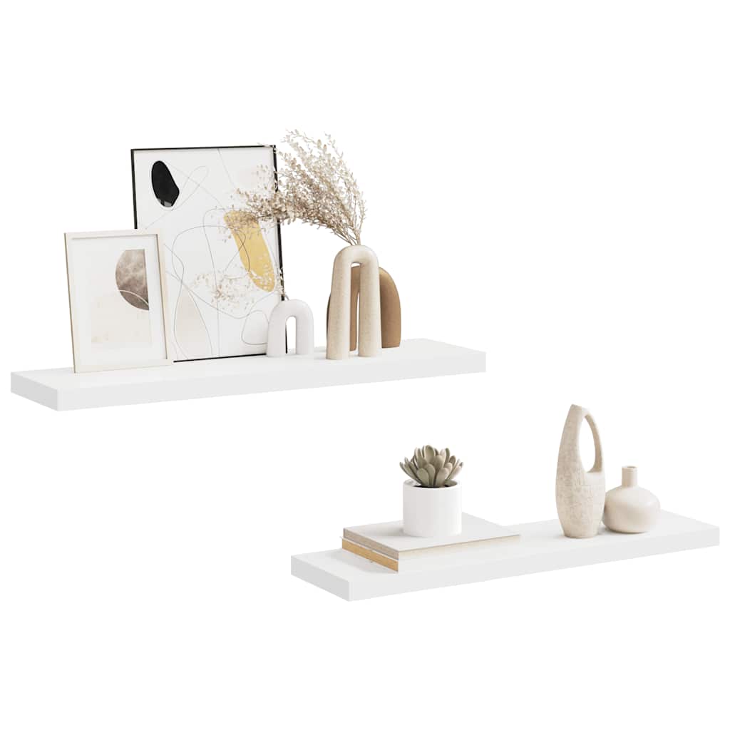 Schweberegale 2 Stk. Weiß 90x23,5x3,8 cm MDF