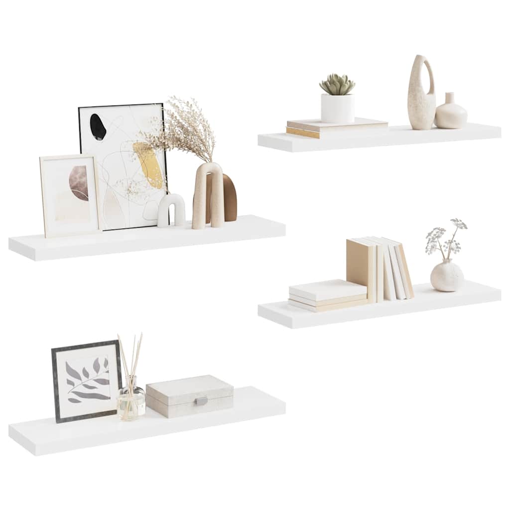 Schweberegale 4 Stk. Weiß 90x23,5x3,8 cm MDF