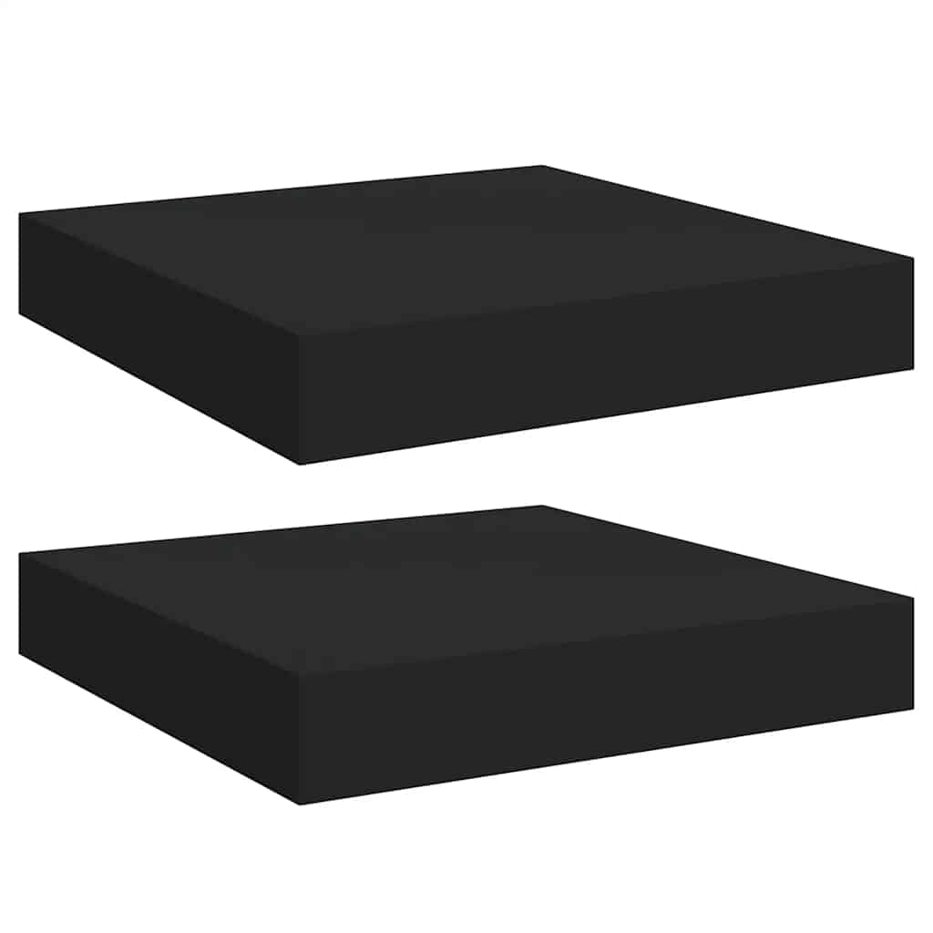 Schweberegale 2 Stk. Schwarz 23x23,5x3,8 cm MDF
