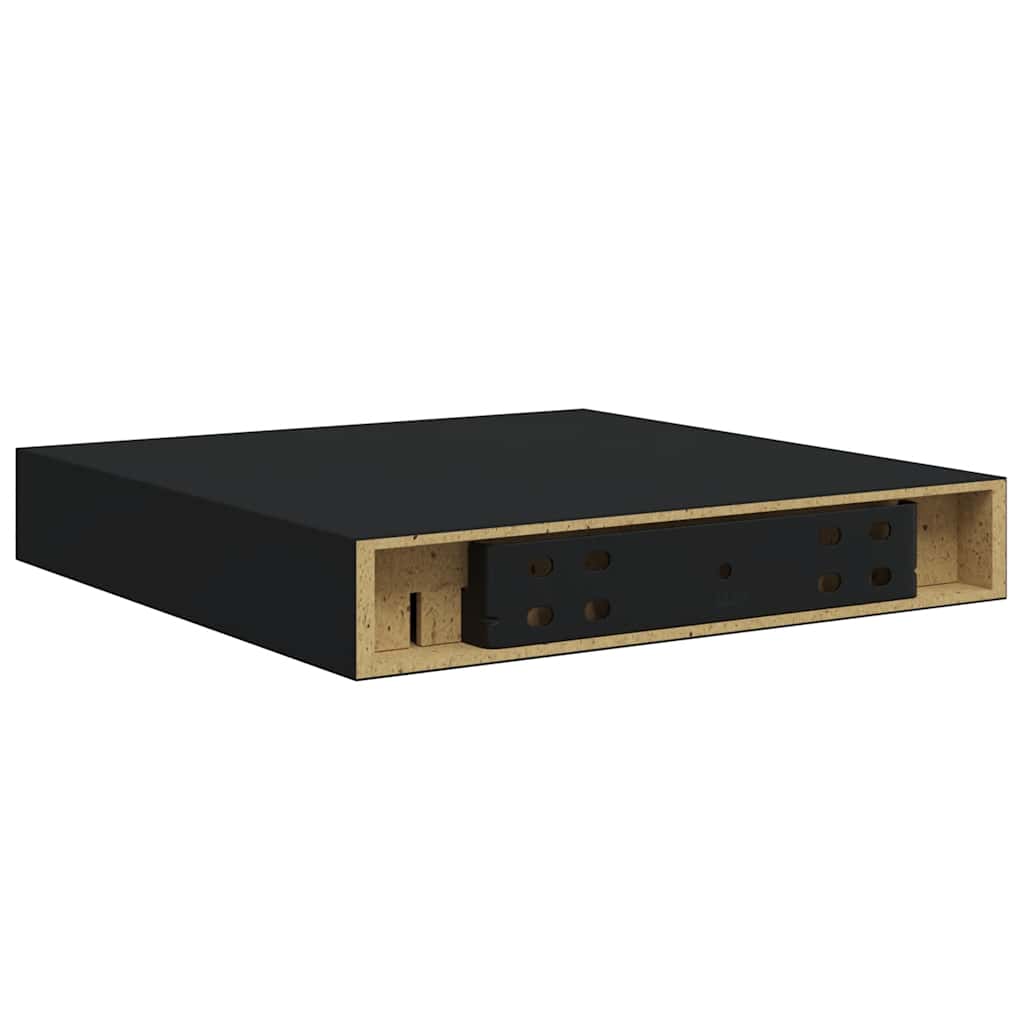 Schweberegale 2 Stk. Schwarz 23x23,5x3,8 cm MDF