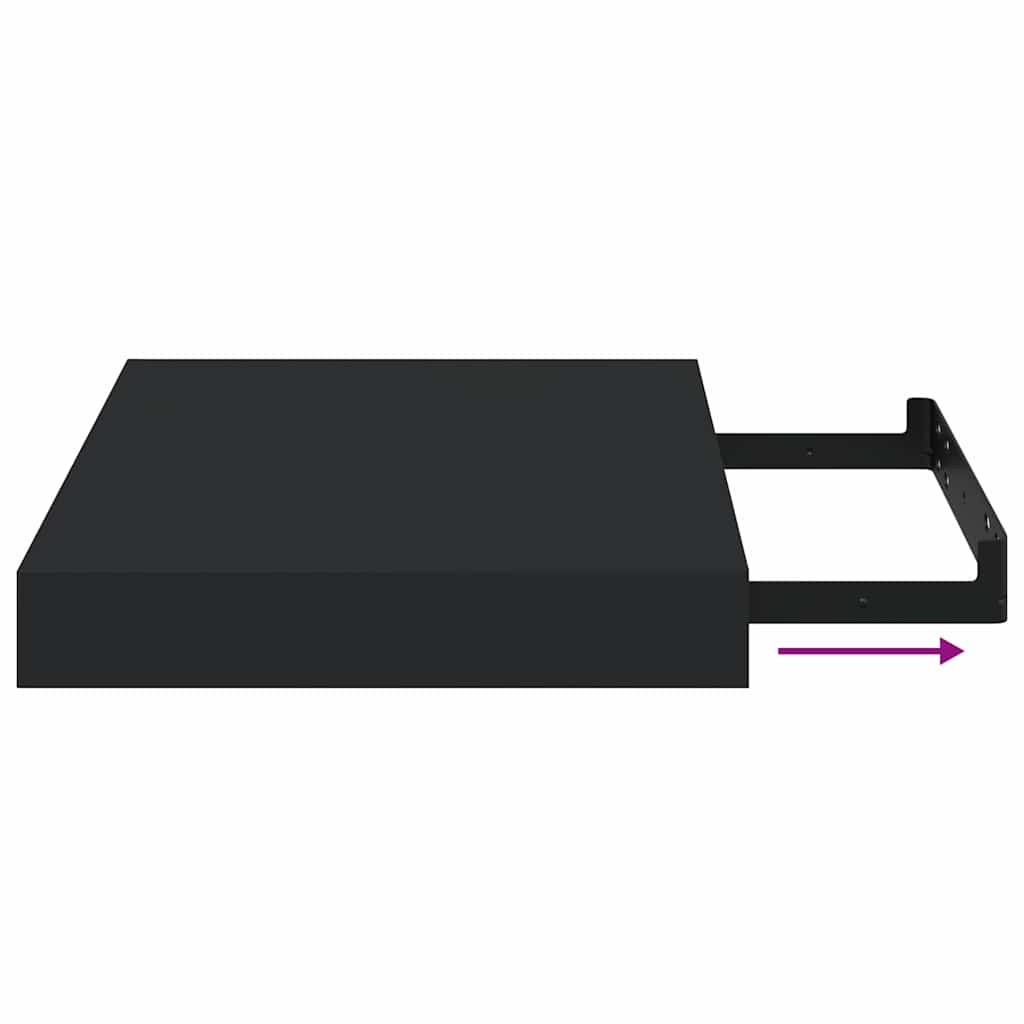 Schweberegale 2 Stk. Schwarz 23x23,5x3,8 cm MDF