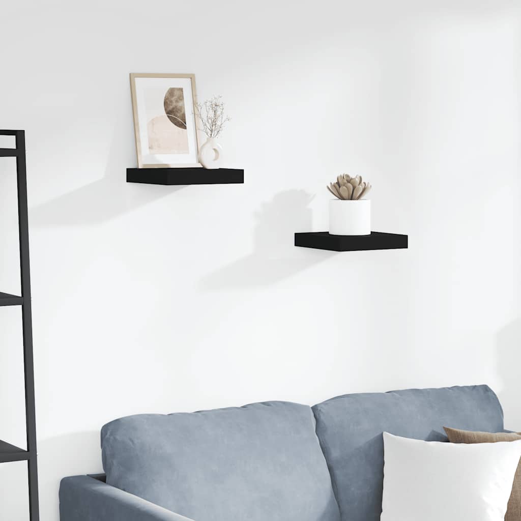 Schweberegale 2 Stk. Schwarz 23x23,5x3,8 cm MDF