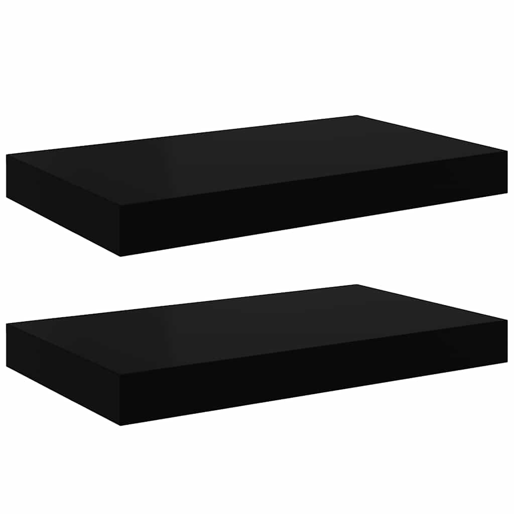 Schweberegale 2 Stk. Schwarz 40x23x3,8 cm MDF