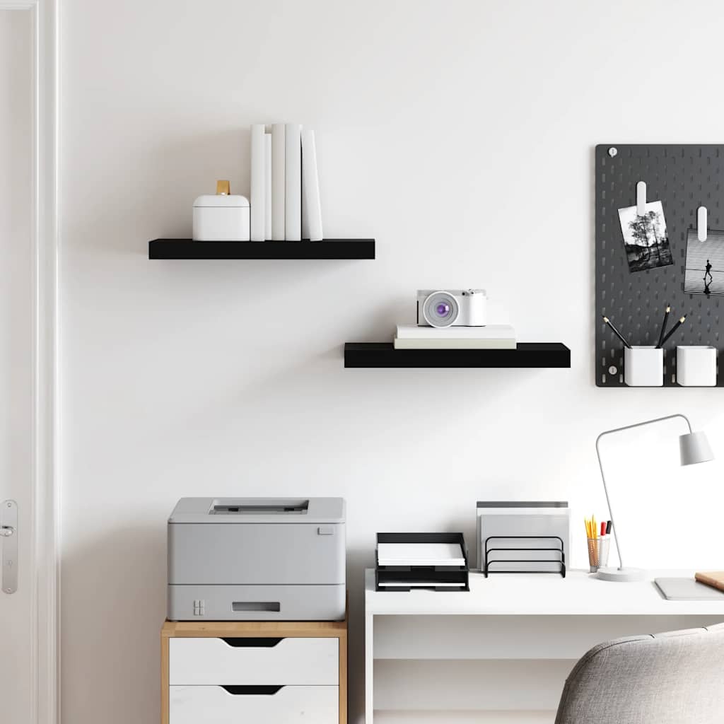 Schweberegale 2 Stk. Schwarz 50x23x3,8 cm MDF