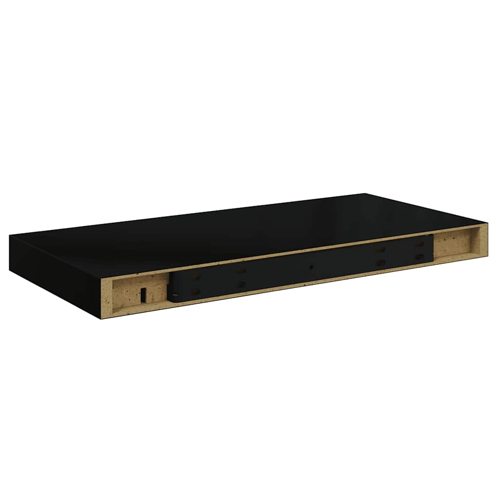 Schweberegale 2 Stk. Schwarz 50x23x3,8 cm MDF