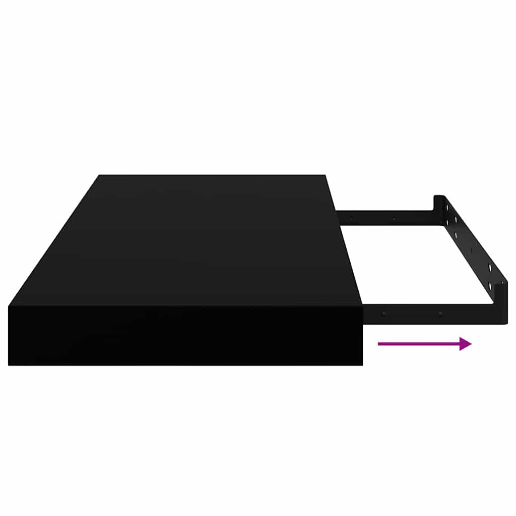 Schweberegale 2 Stk. Schwarz 50x23x3,8 cm MDF