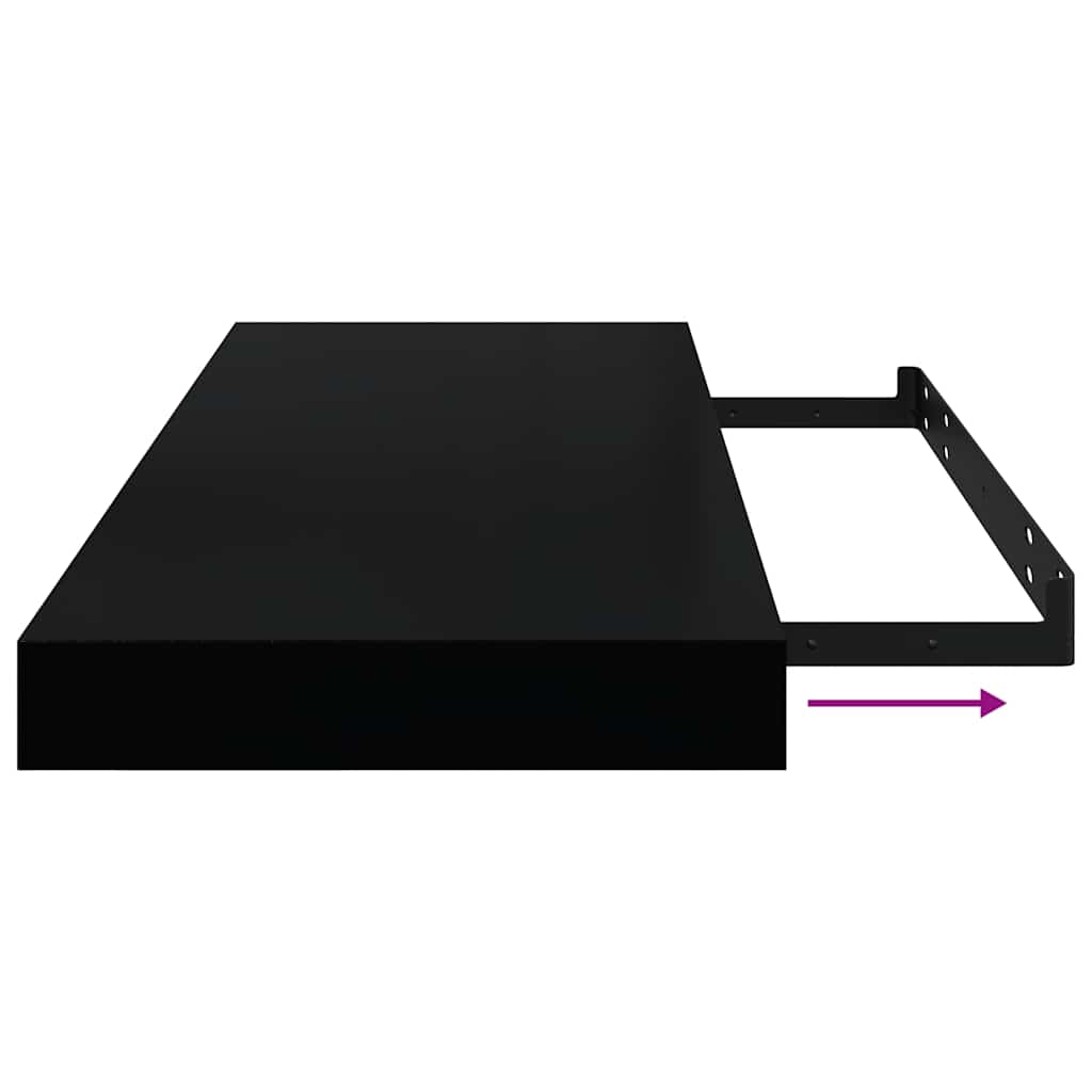 Schweberegale 4 Stk. Schwarz 60x23,5x3,8cm MDF